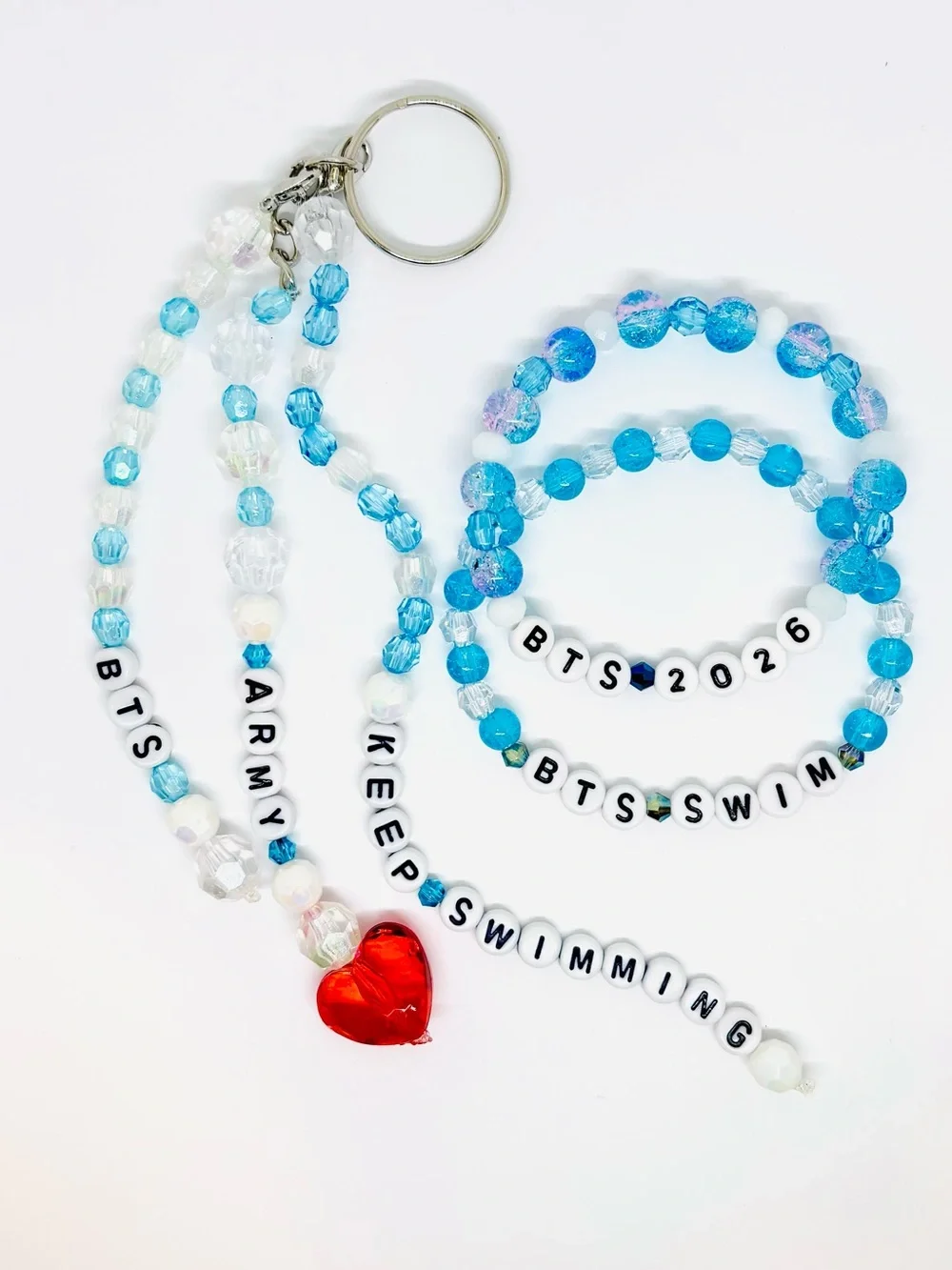 (3pcs) BTS KEEP SWIMMING KEYCHAIN BRACELET BUNDLE